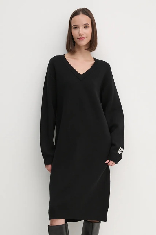 Μάλλινο φόρεμα Dkny D2G4A160 μαύρο AW24
