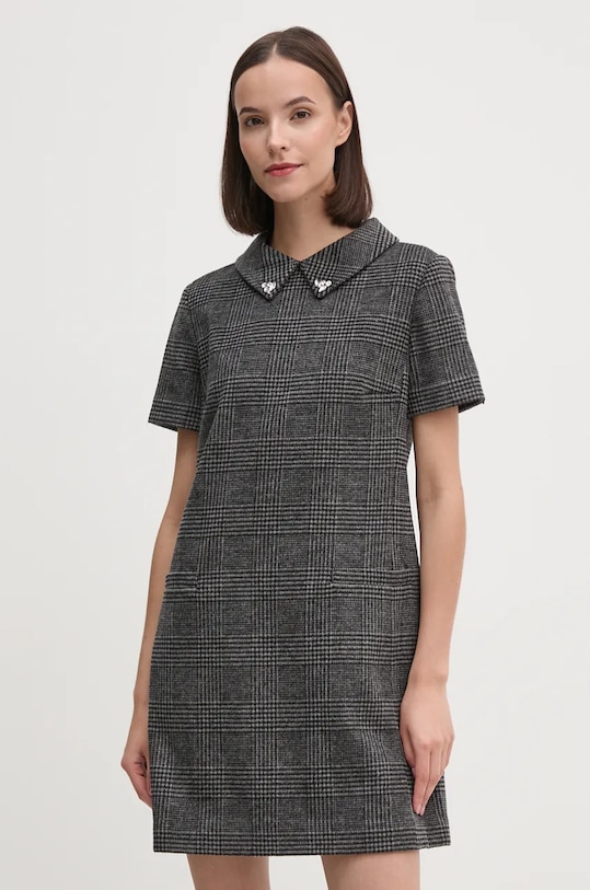 Vlněné šaty Dkny mini šedá D2G4A190