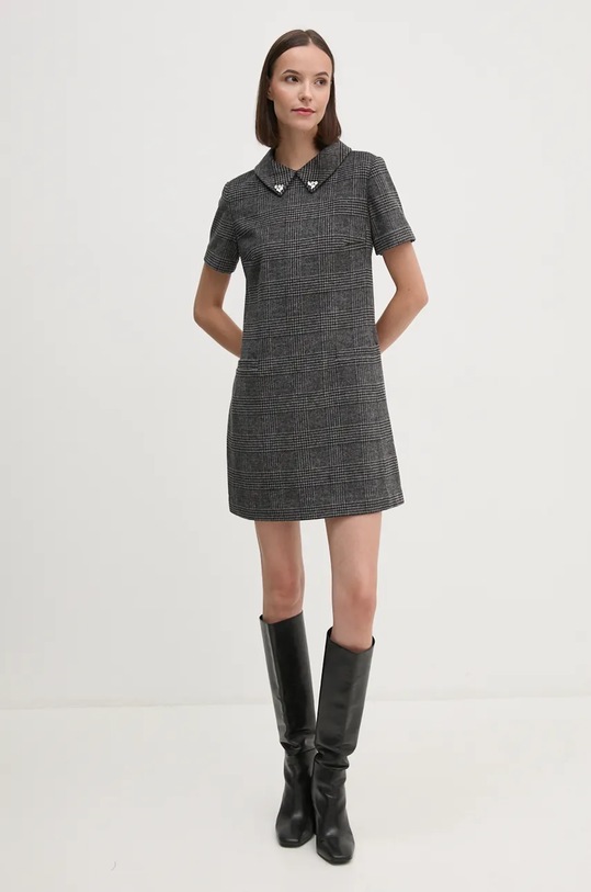 Vlněné šaty Dkny D2G4A190 šedá AW24