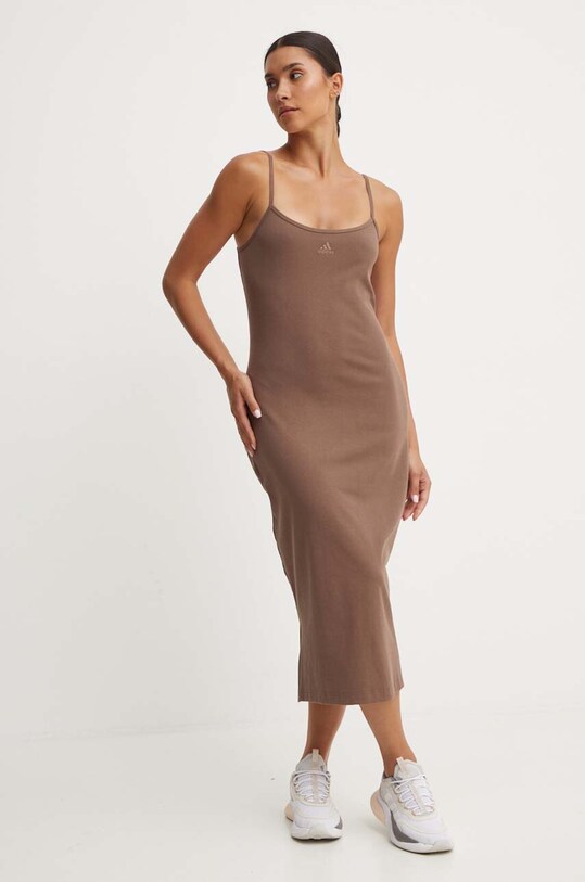 adidas sukienka All SZN z elastanem brązowy IX3795