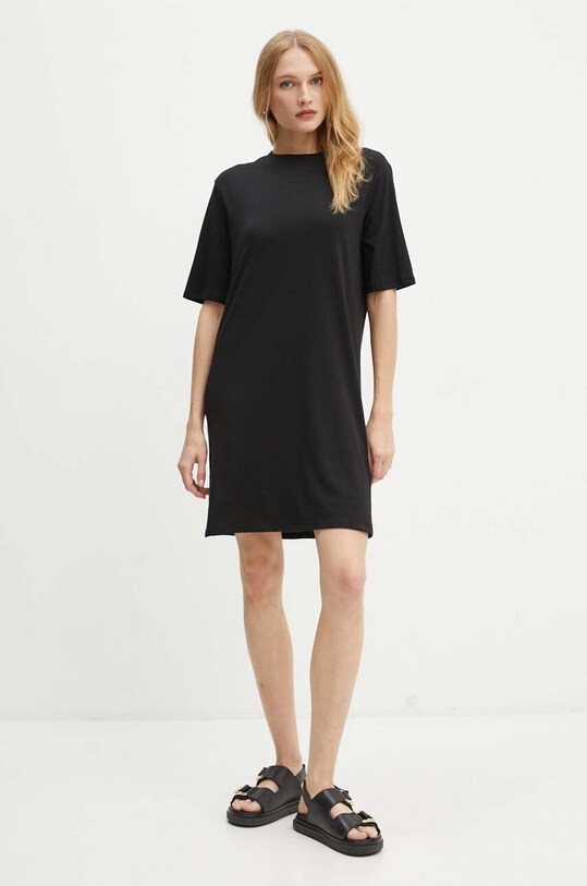Armani Exchange rochie din bumbac 6DYA74.YJDGZ negru AW24