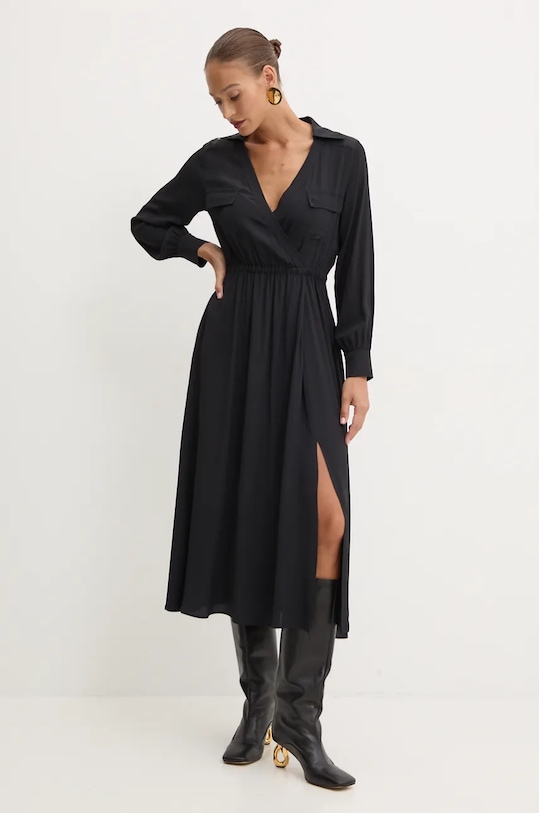 Marella sukienka z domieszką jedwabiu casual czarny 2423226041200