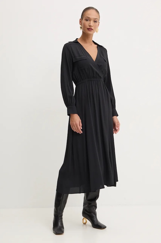 Marella sukienka z domieszką jedwabiu czarny 2423226041200