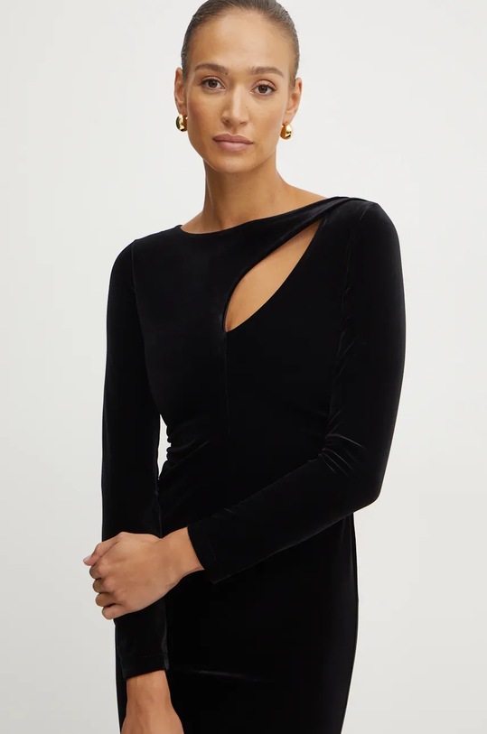 Armani Exchange sukienka welurowa czarny 6DYA76.YJ9WZ