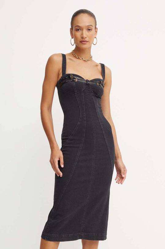 Versace Jeans Couture rochie din denim midi negru 77HAO96P.DW060SW0