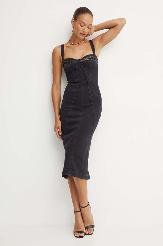 Versace Jeans Couture rochie din denim 77HAO96P.DW060SW0 negru AW24