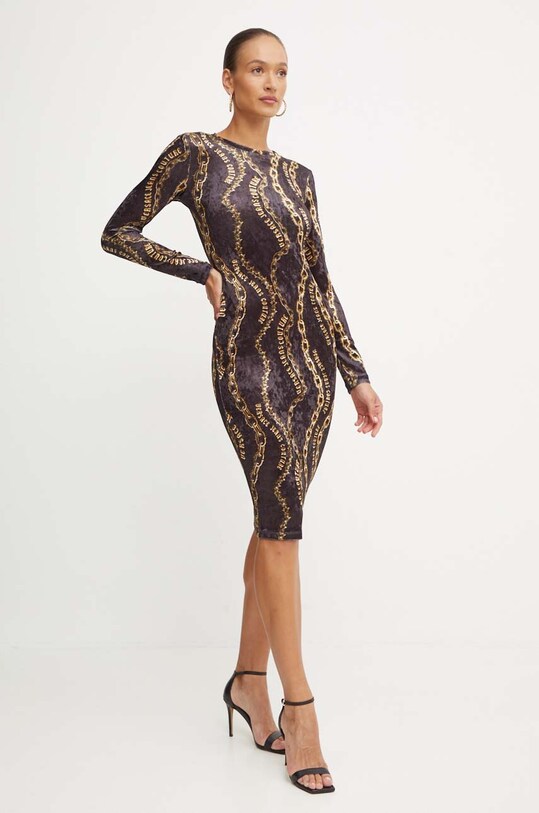 Zamatové šaty Versace Jeans Couture 77HAO9B0.JS367 čierna AW24
