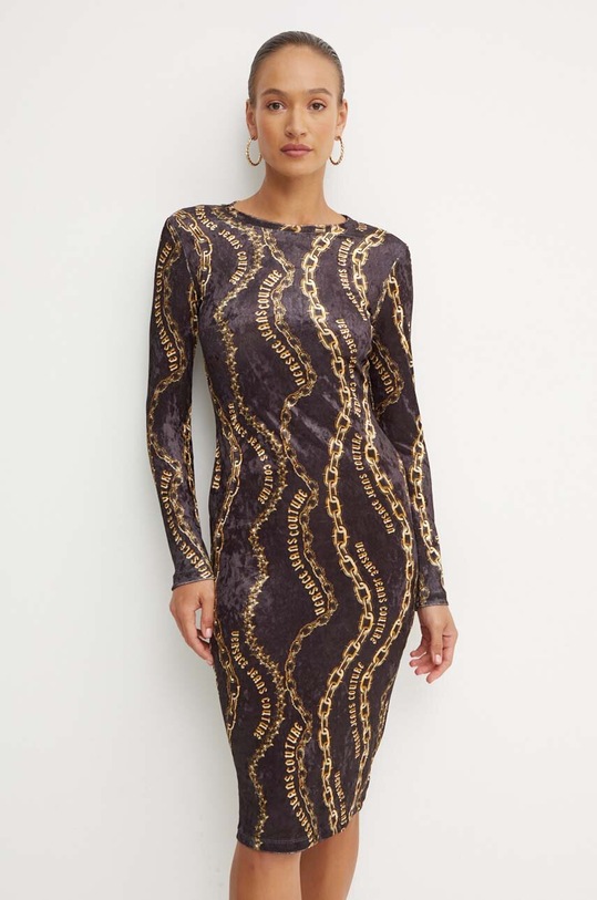 Versace Jeans Couture rochie de catifea 77HAO9B0.JS367 negru