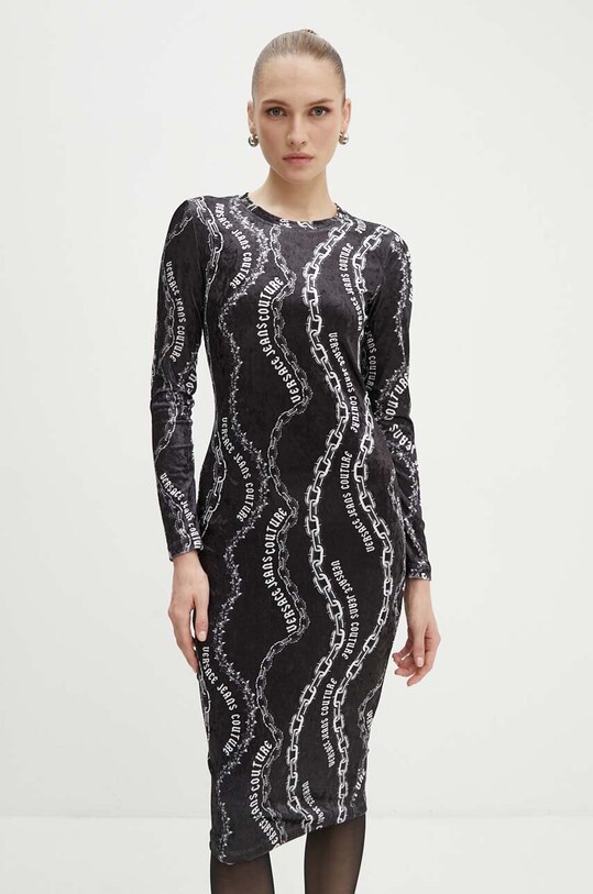 Велюрова сукня Versace Jeans Couture візерунок чорний 77HAO9B0.JS367