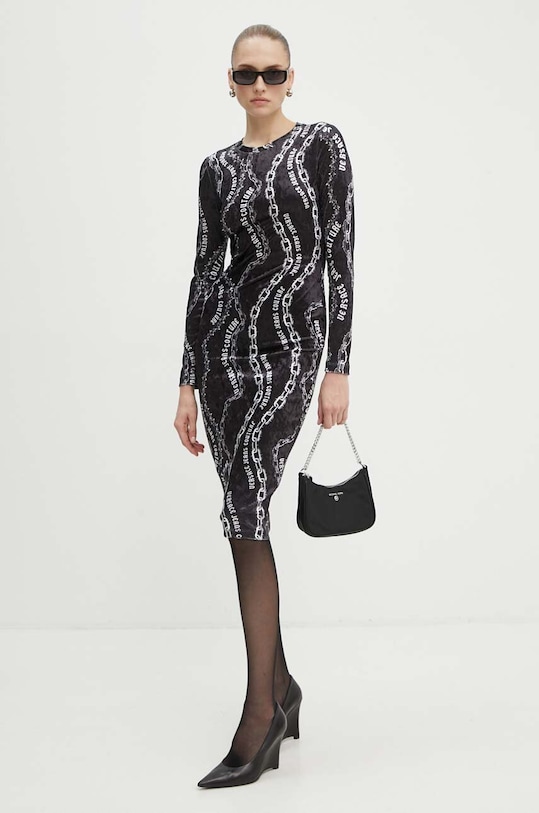 Zamatové šaty Versace Jeans Couture 77HAO9B0.JS367 čierna AW24