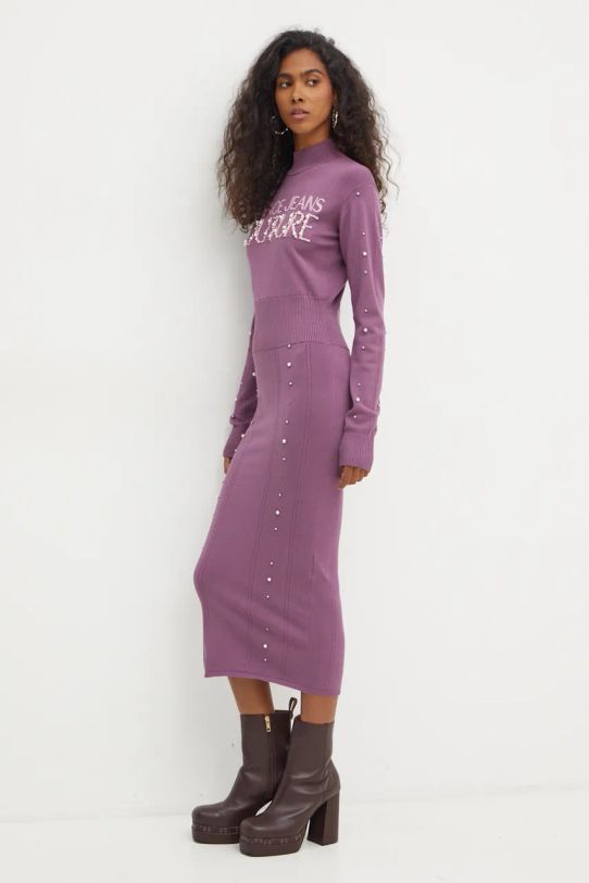 Versace Jeans Couture rochie midi violet 77HAOM11.CMN60