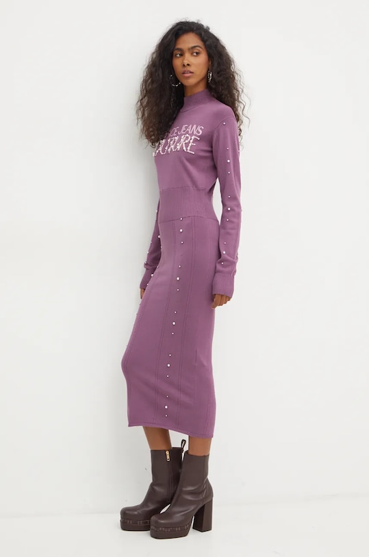 Versace Jeans Couture rochie midi violet 77HAOM11.CMN60