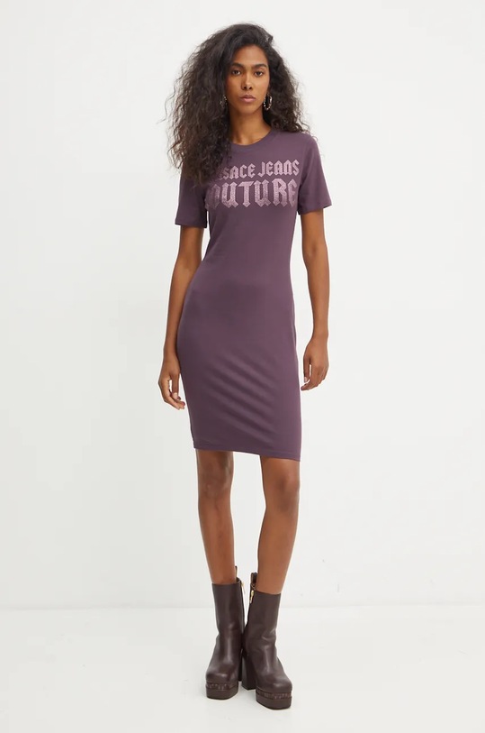 Šaty Versace Jeans Couture mini fialová 77HAOL00.CJ02L