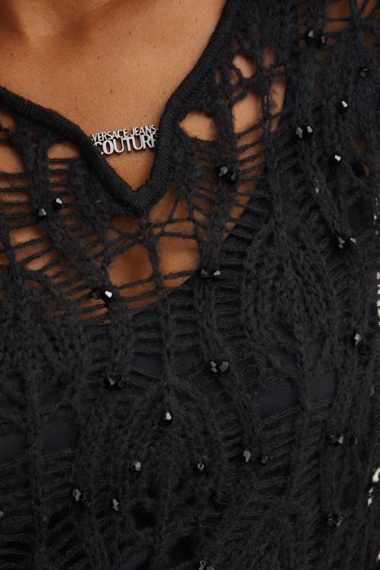 Šaty z vlněné směsi Versace Jeans Couture 77HAOM25.CMN61 černá