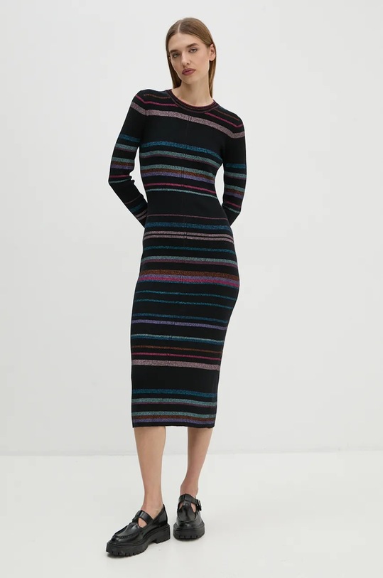 Φόρεμα από μείγμα μαλλιού PS Paul Smith W2R.434N.N31243 μαύρο AW24
