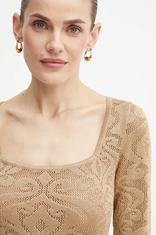 Luisa Spagnoli sukienka wełniana COMPLICITA złoty 58410