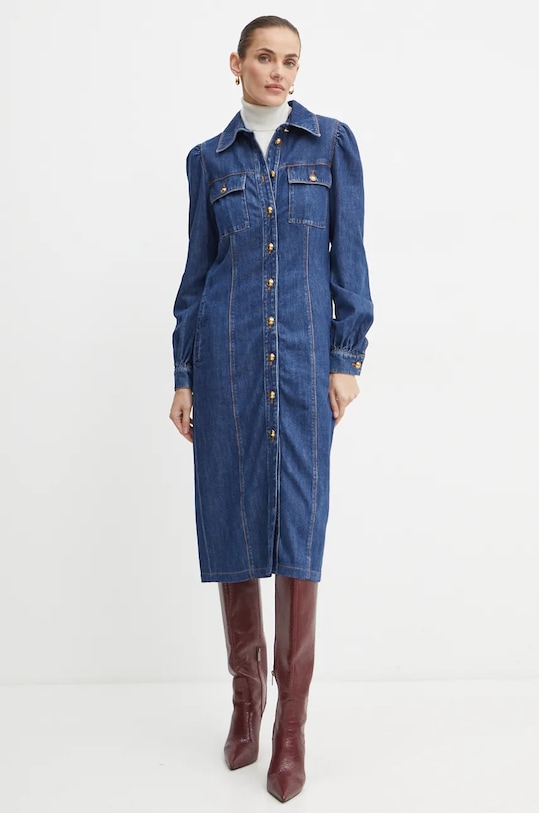 Luisa Spagnoli sukienka jeansowa GIOIE casual niebieski 541194