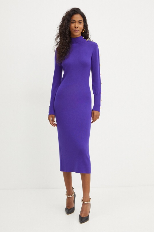 Luisa Spagnoli vestito in lana MENTOLATO midi violetto 58390