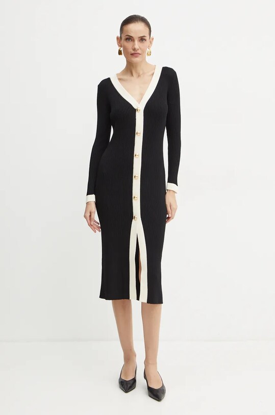 Luisa Spagnoli rochie din lana MICROFILM LS58384 negru AW24