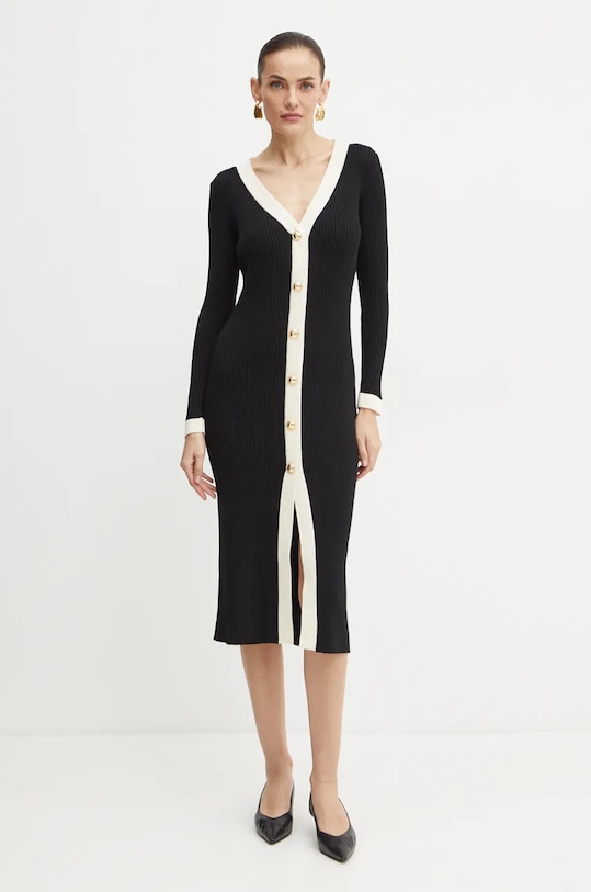 Luisa Spagnoli rochie din lana MICROFILM LS58384 negru AW24