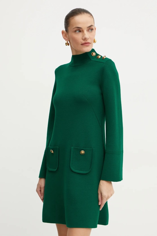 Luisa Spagnoli rochie din lana MELODIOSA verde 58421