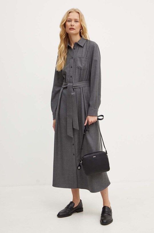 Weekend Max Mara rochie din lana fixat gri 2425226042600