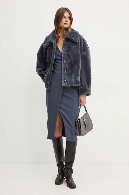 Patrizia Pepe sukienka z domieszką wełny 2A2836.A475 szary AW24