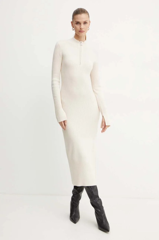 Patrizia Pepe sukienka wełniana casual beżowy 2A2848.K214