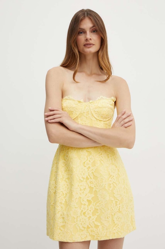 Bardot rochie CLARINA mini galben 59396DB