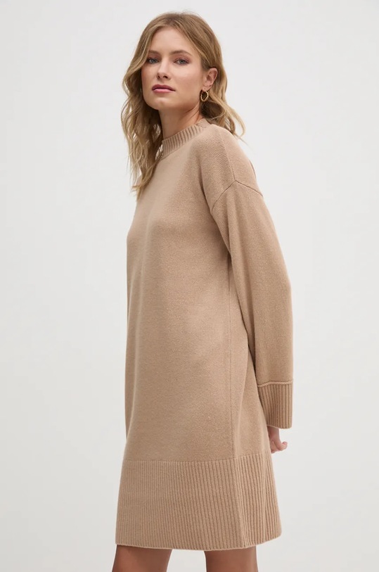 United Colors of Benetton rochie din lana mini maro 1244DV022