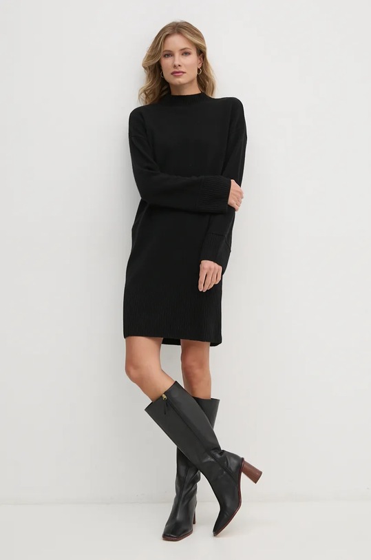 Вовняна сукня United Colors of Benetton 1244DV022 чорний AW24