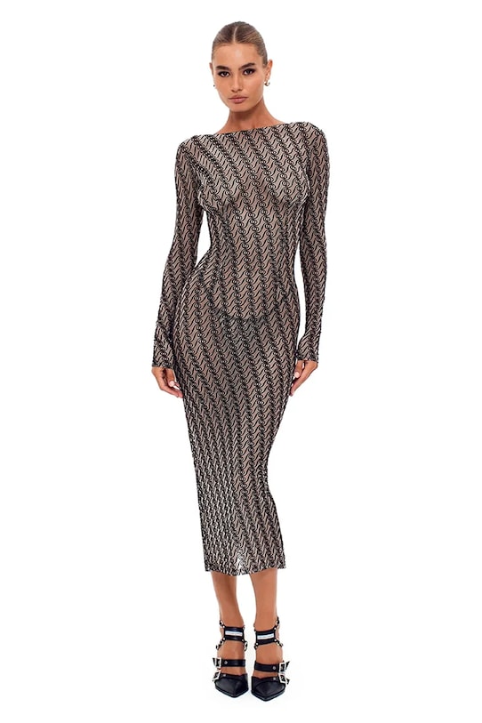 GOD SAVE QUEENS rochie ALIZEE DRESS midi negru GSQ.116.310