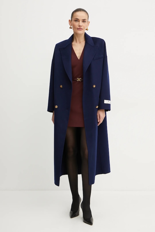 Šaty z vlněné směsi Elisabetta Franchi AB63747E2 burgundské AW24