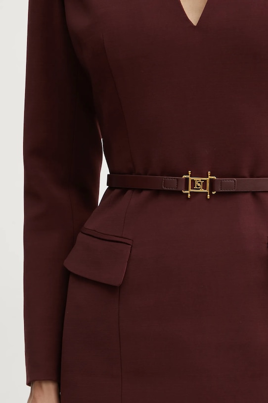 Šaty z vlněné směsi Elisabetta Franchi AB63747E2 burgundské