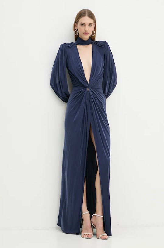 Φόρεμα Elisabetta Franchi με ελαστάν σκούρο μπλε AB68447E2