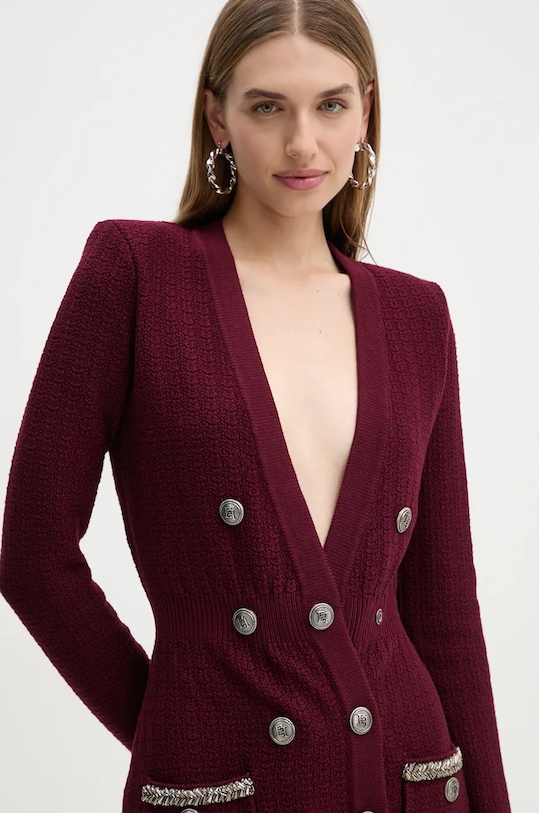 Φόρεμα από μείγμα μαλλιού Elisabetta Franchi μπορντό AM27S47E2