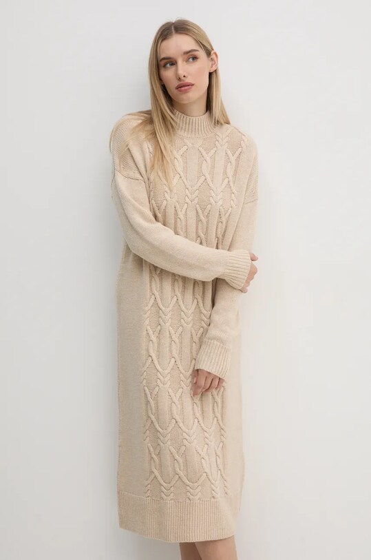 Barbour rochie din lana mini bej LDR0834