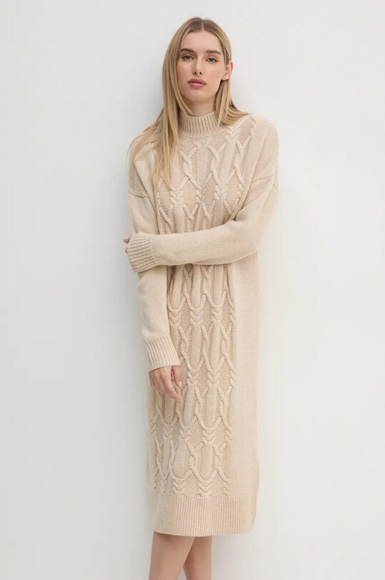 Barbour rochie din lana bej LDR0834