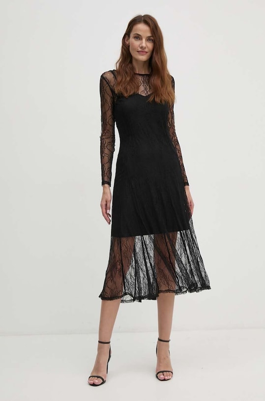 Sisley rochie midi negru 4HLGLV06D