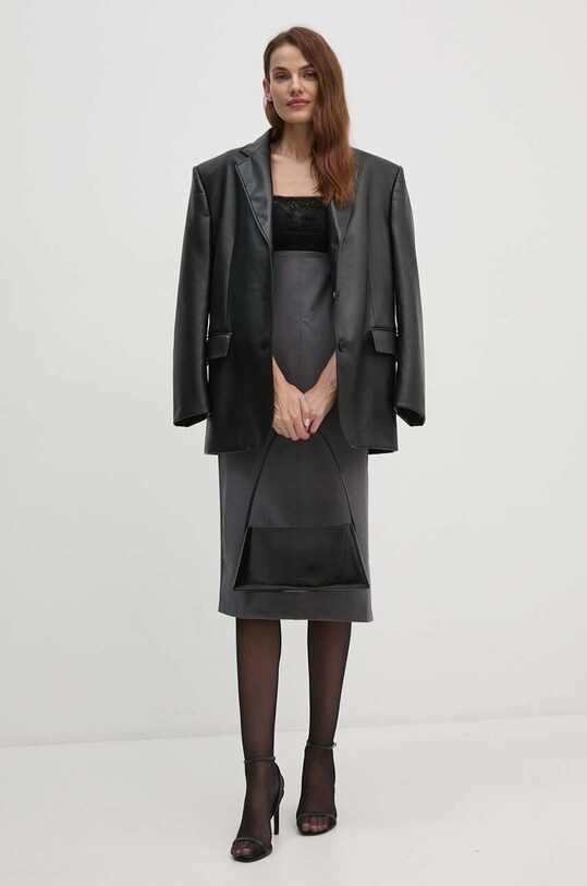 Sisley sukienka z domieszką wełny 47FYLV067 czarny AW24