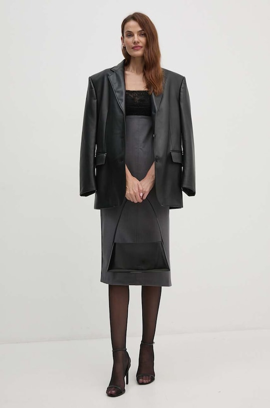 Sisley rochie din amestec de lana 47FYLV067 negru AW24