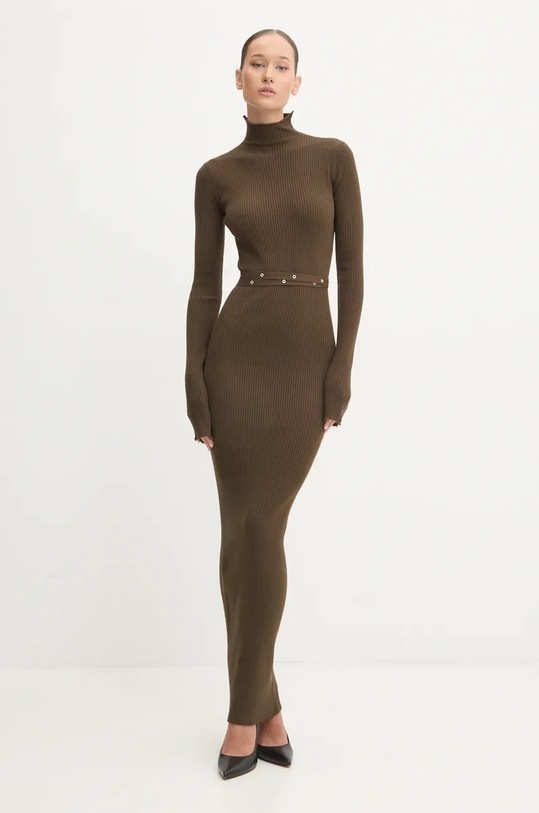 Aniye By vestito con aggiunta di lana maxi marrone 181022