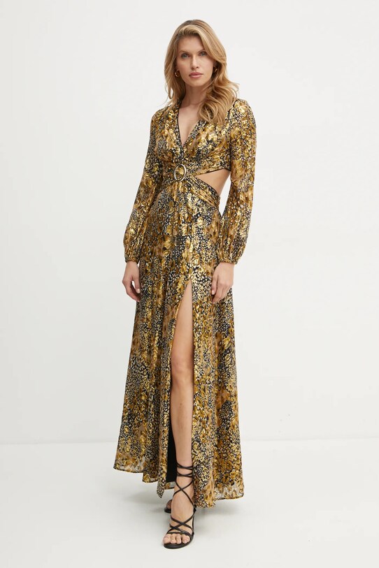 Шовкова сукня Marciano Guess LEOPARD довгий золотий 4BGK79.7219A