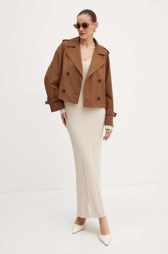 Twinset sukienka z domieszką wełny 242TP3440 beżowy AW24