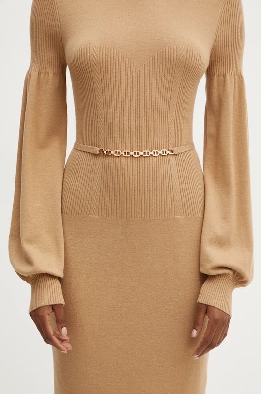 Šaty z vlněné směsi Twinset 242TP3591 béžová