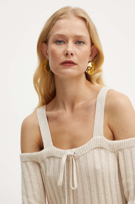 Šaty z vlněné směsi Twinset 242TP3430 béžová AW24