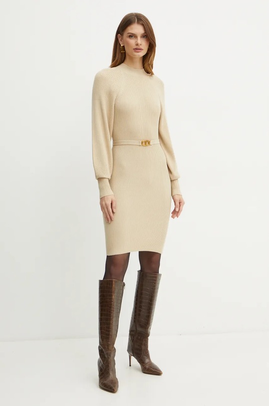 Šaty z vlněné směsi Twinset mini béžová 242TT3063