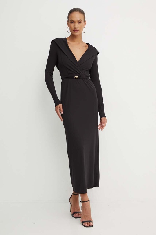 Obleka Twinset Z elastanom črna 242TF2151