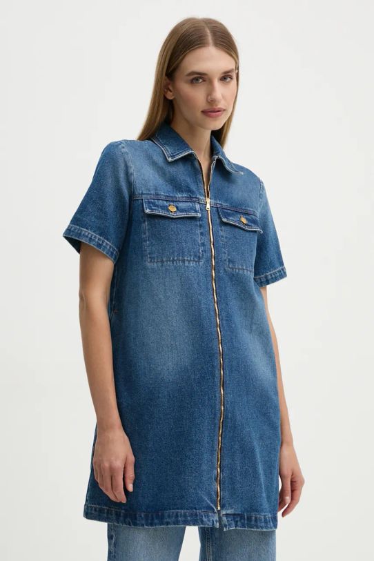 A.P.C. rochie din denim robe amanda fixat albastru COGZU.F35104