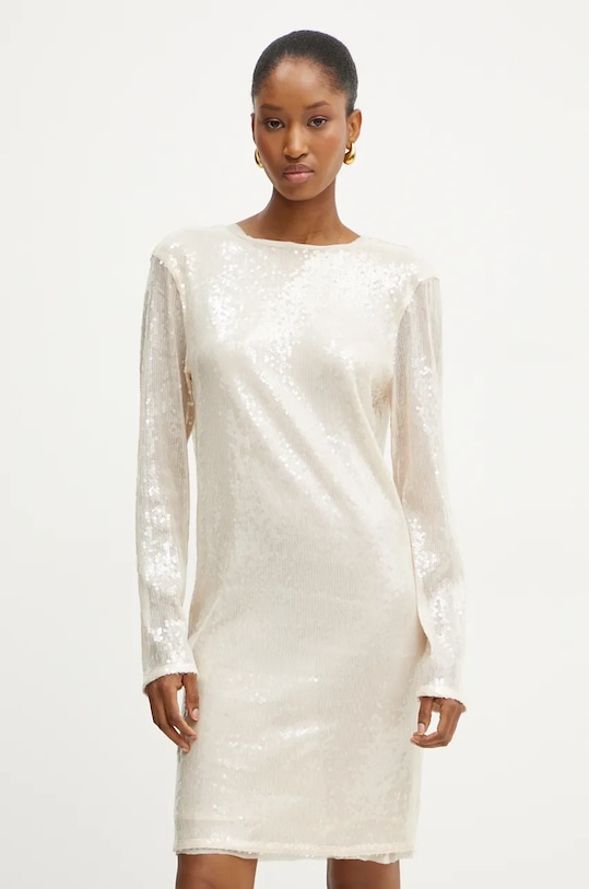 Obleka Boss Orange Z elastanom bež 50535547